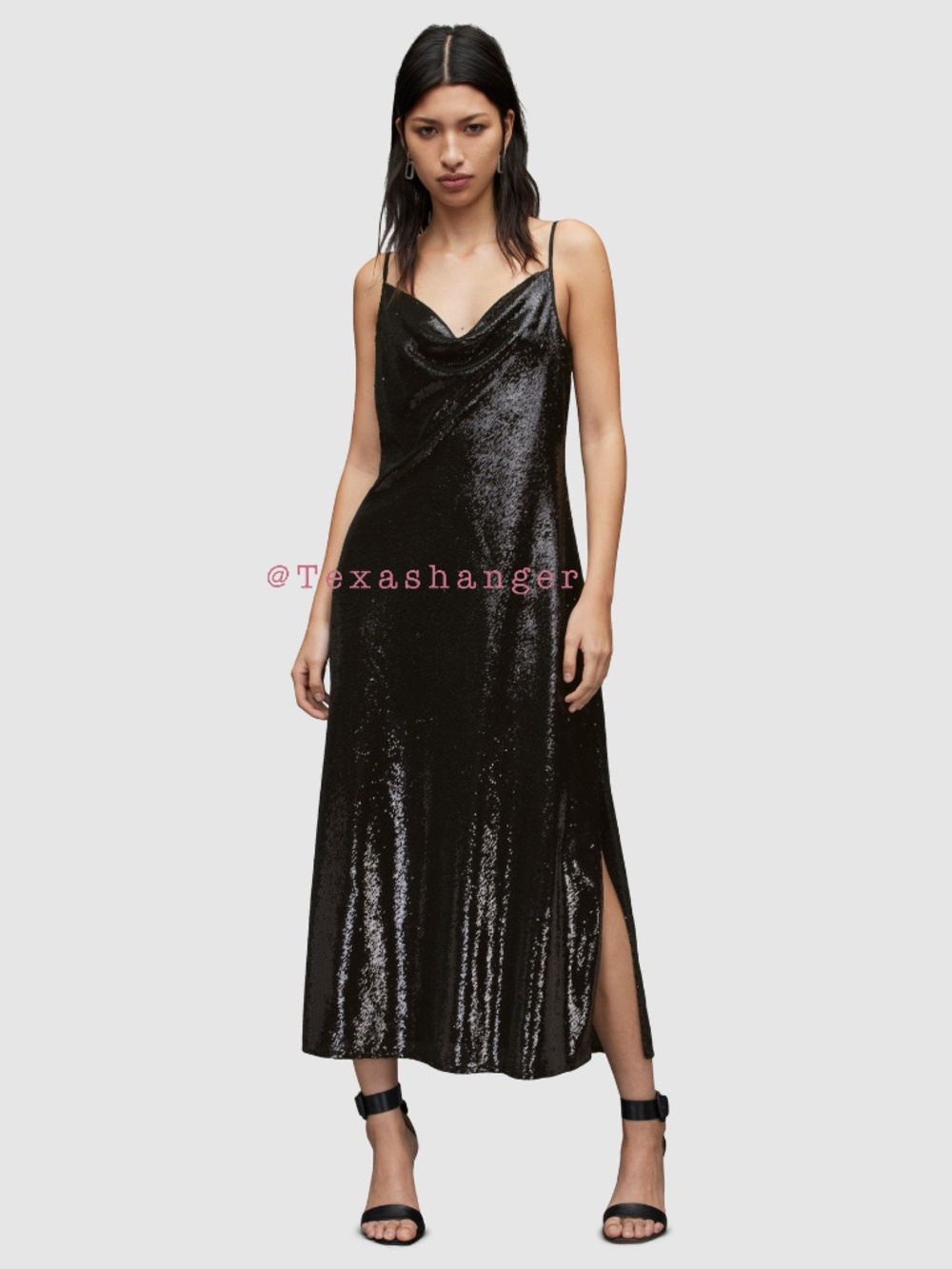 All Saints NWT Hadley Sequin Dress Size 2 Black